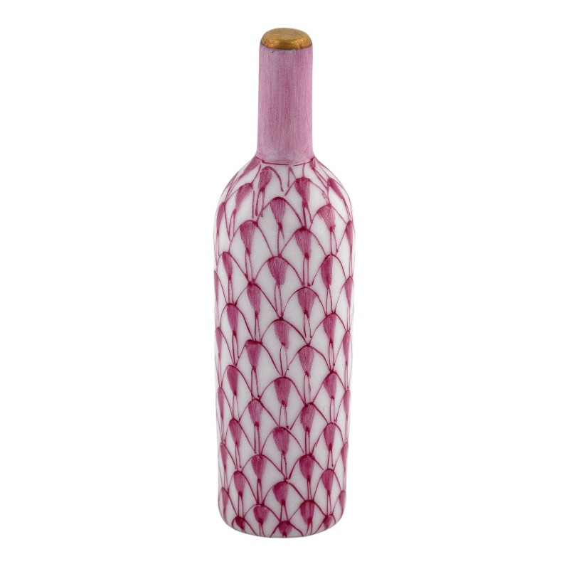 Herend Wine Bottle Figurine, Raspberry