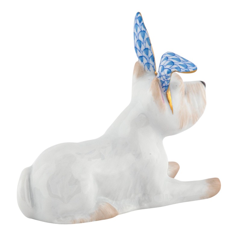 Herend Westie with Bunny Ears Figurine, Blue