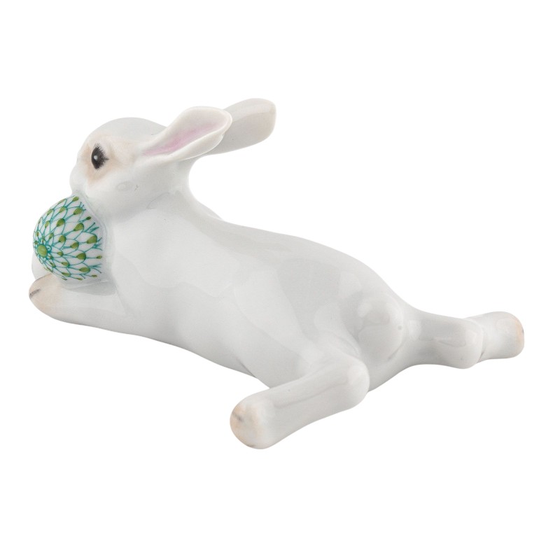 Herend Lying Bunny with Eggs Figurine