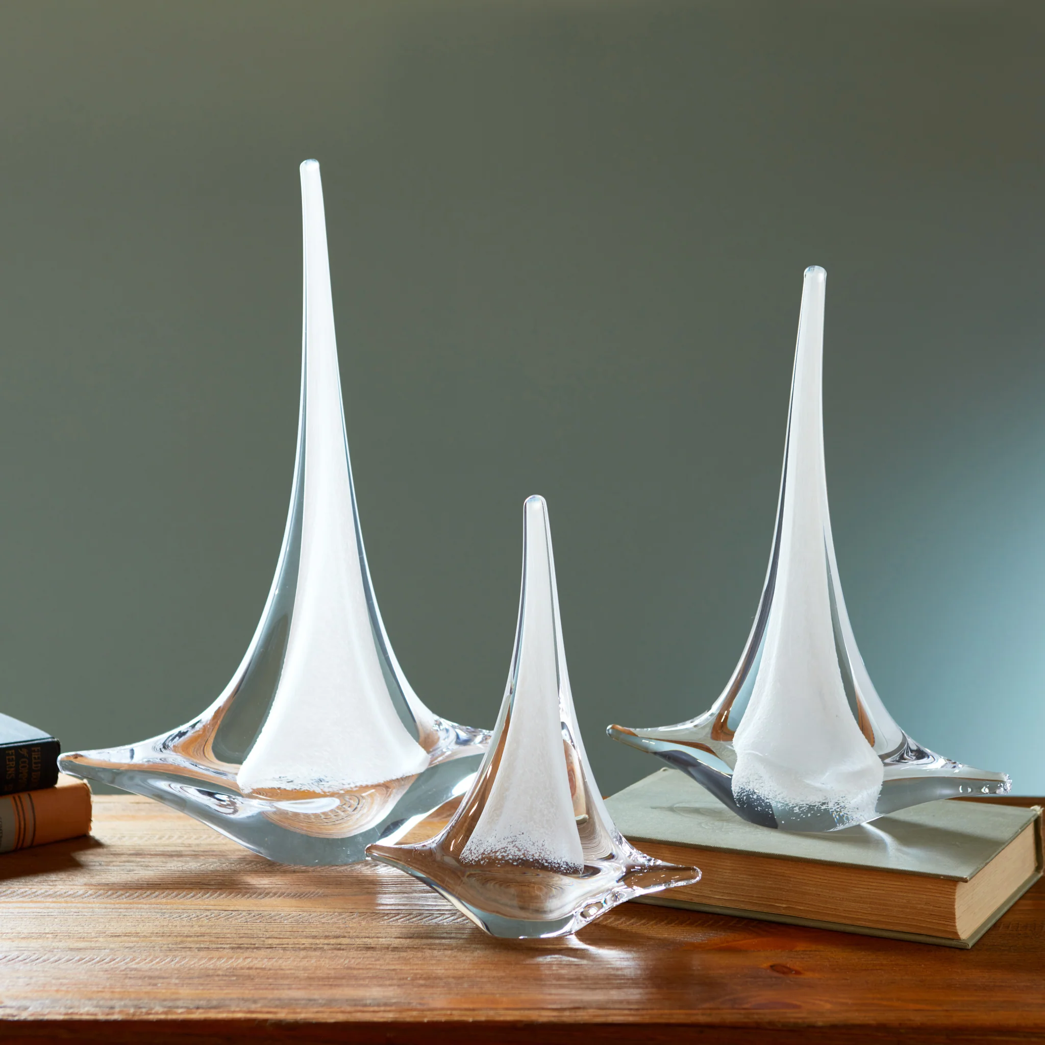 Simon Pearce White Sailboat Figurine, Small