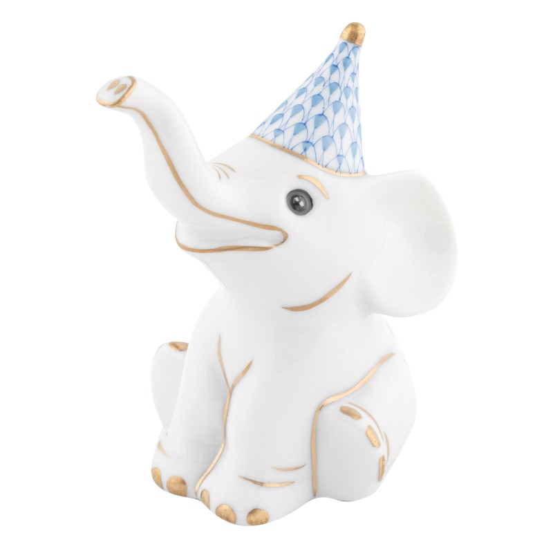 Herend Party Elephant Figurine, Blue