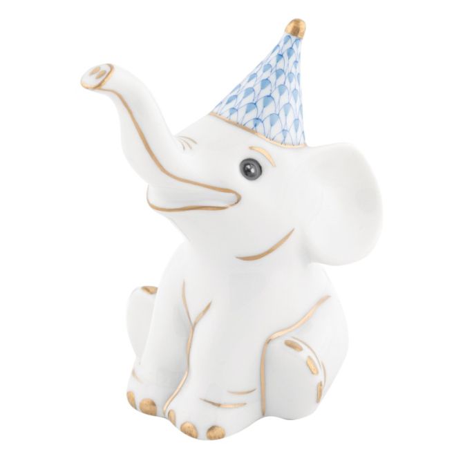 Herend Party Elephant Figurine, Blue