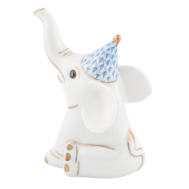 Herend Party Elephant Figurine, Blue
