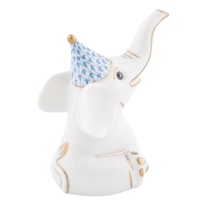Herend Party Elephant Figurine, Blue