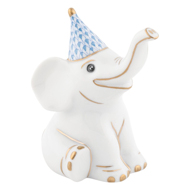Herend Party Elephant Figurine, Blue