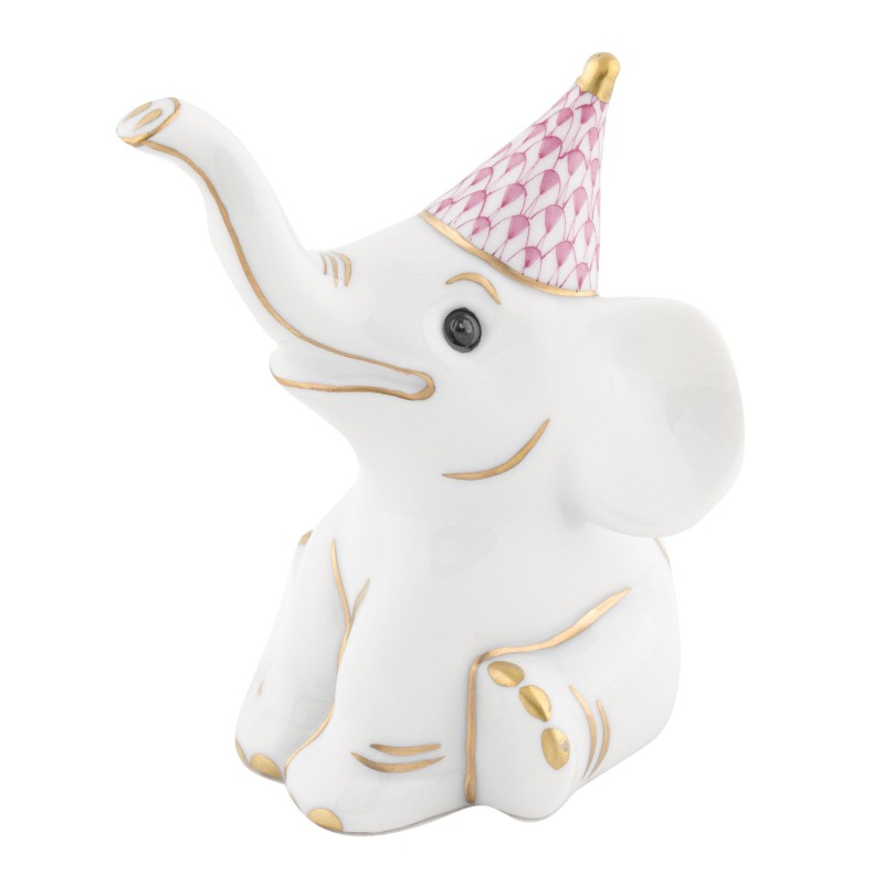 Herend Party Elephant Figurine, Raspberry