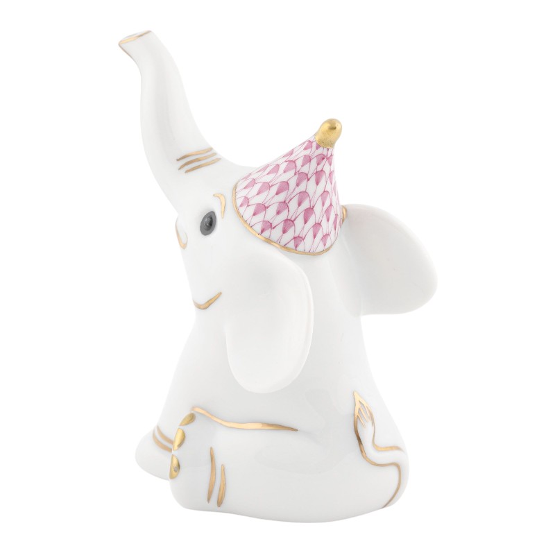 Herend Party Elephant Figurine, Raspberry