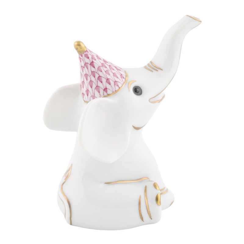 Herend Party Elephant Figurine, Raspberry