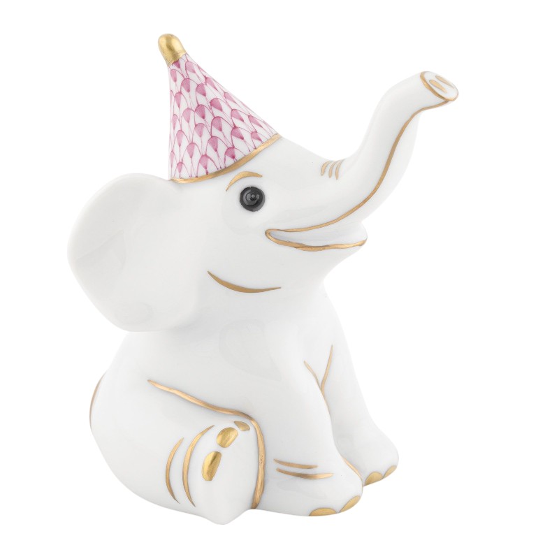 Herend Party Elephant Figurine, Raspberry
