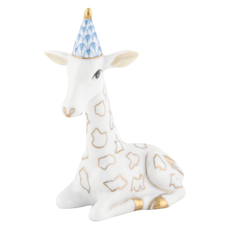 Herend Party Giraffe Figurine, Blue