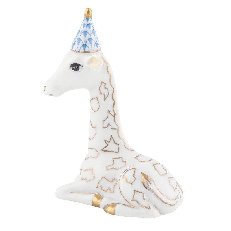 Herend Party Giraffe Figurine, Blue