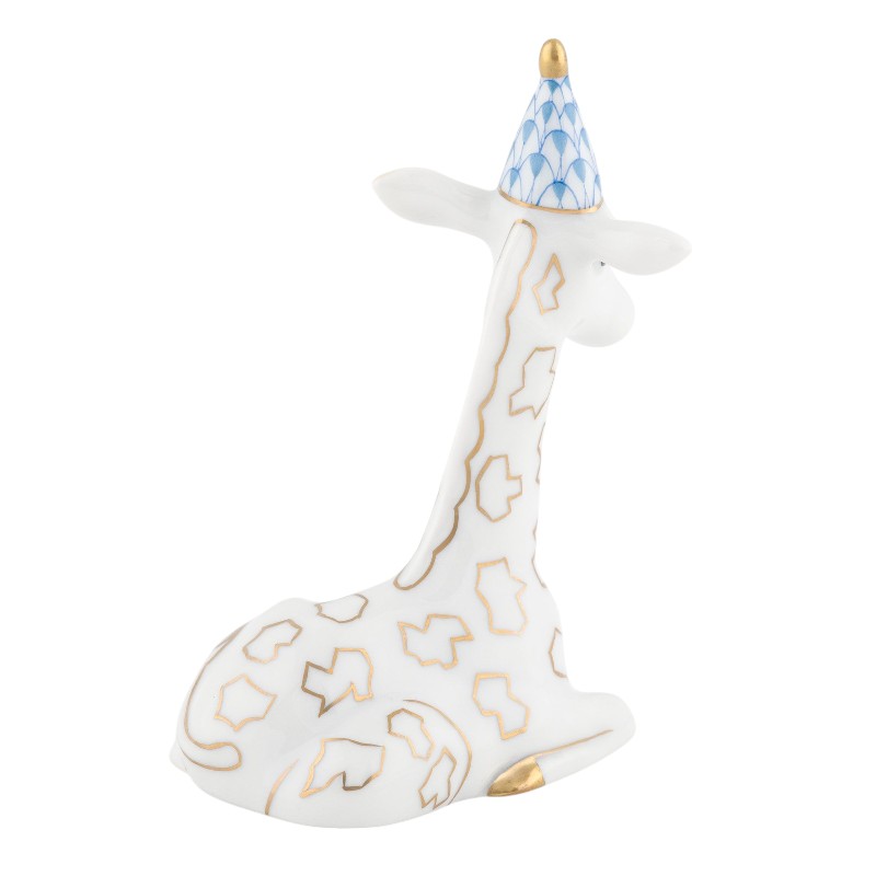 Herend Party Giraffe Figurine, Blue