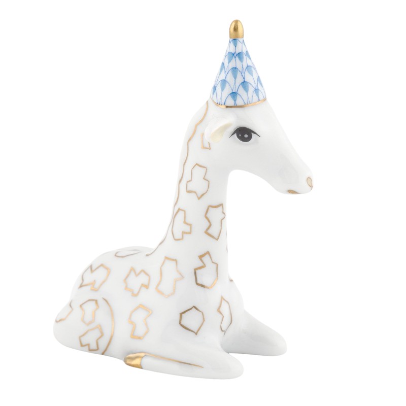Herend Party Giraffe Figurine, Blue