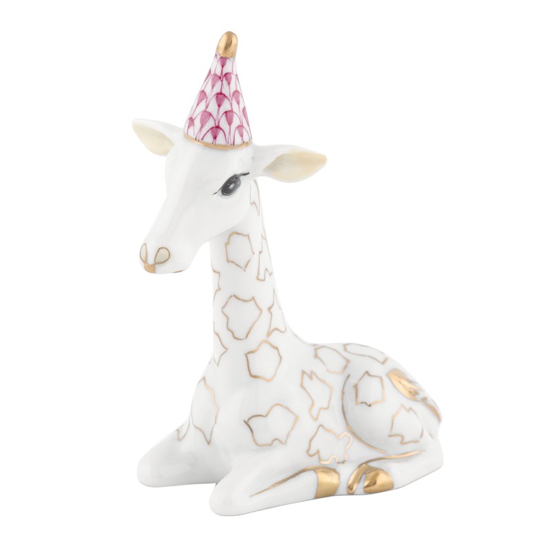 Herend Party Giraffe Figurine, Raspberry