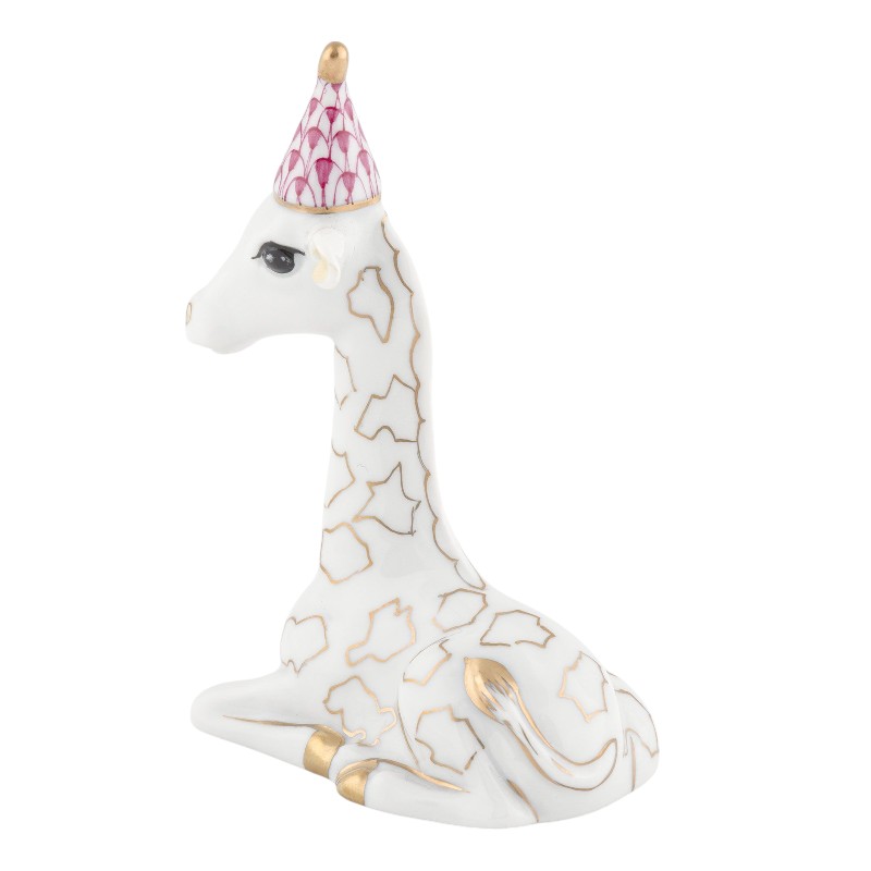 Herend Party Giraffe Figurine, Raspberry