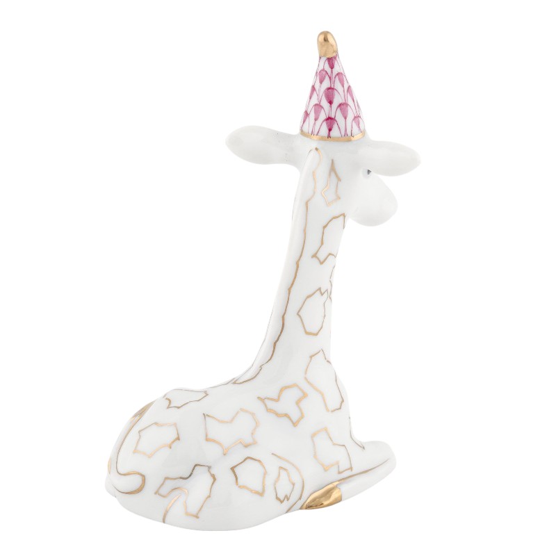 Herend Party Giraffe Figurine, Raspberry