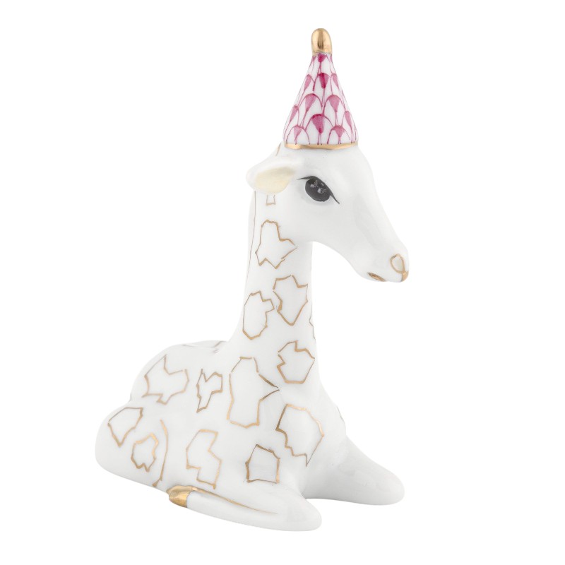 Herend Party Giraffe Figurine, Raspberry