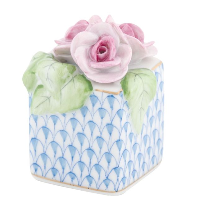 Herend Roses in Vase Figurine, Blue