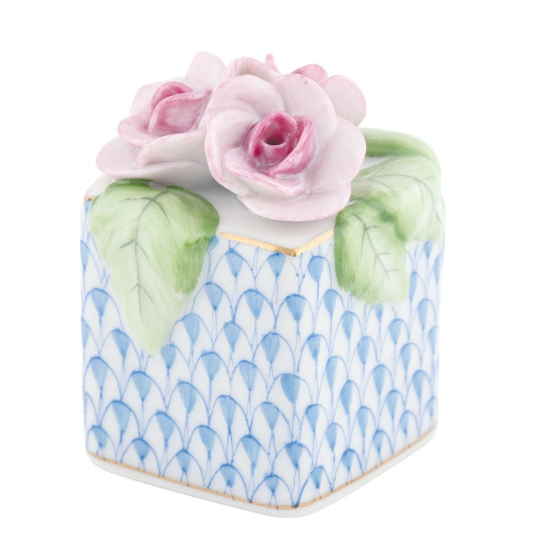 Herend Roses in Vase Figurine, Blue