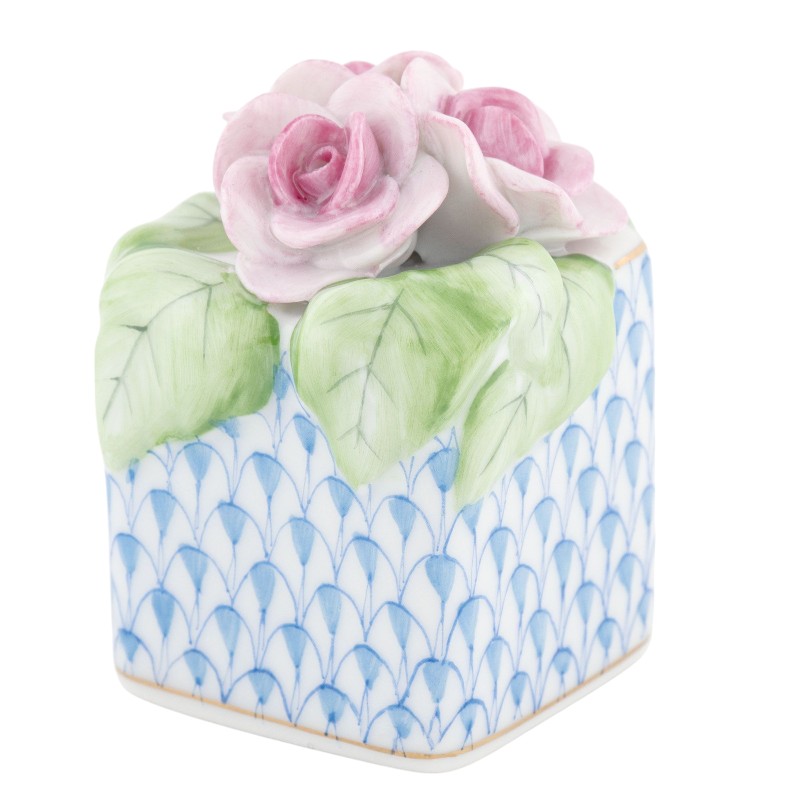 Herend Roses in Vase Figurine, Blue