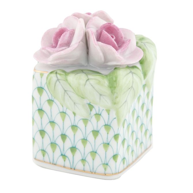 Herend Roses in Vase Figurine, Key Lime