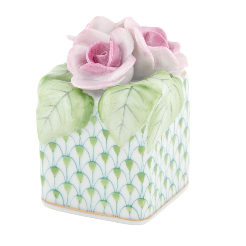 Herend Roses in Vase Figurine, Key Lime
