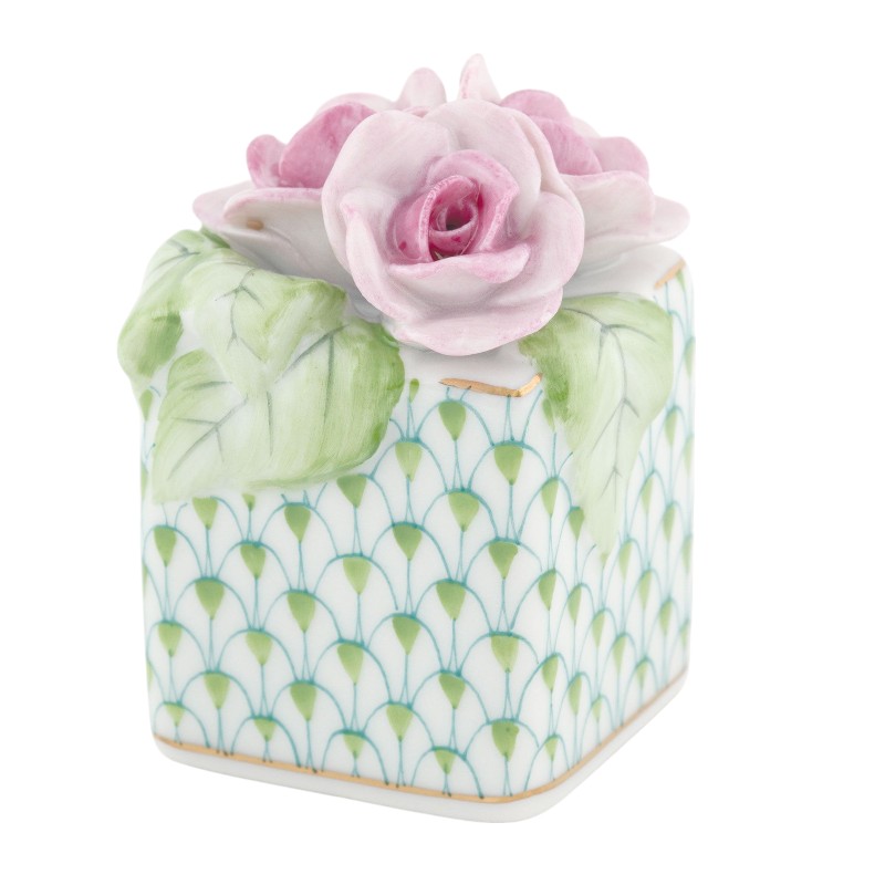 Herend Roses in Vase Figurine, Key Lime
