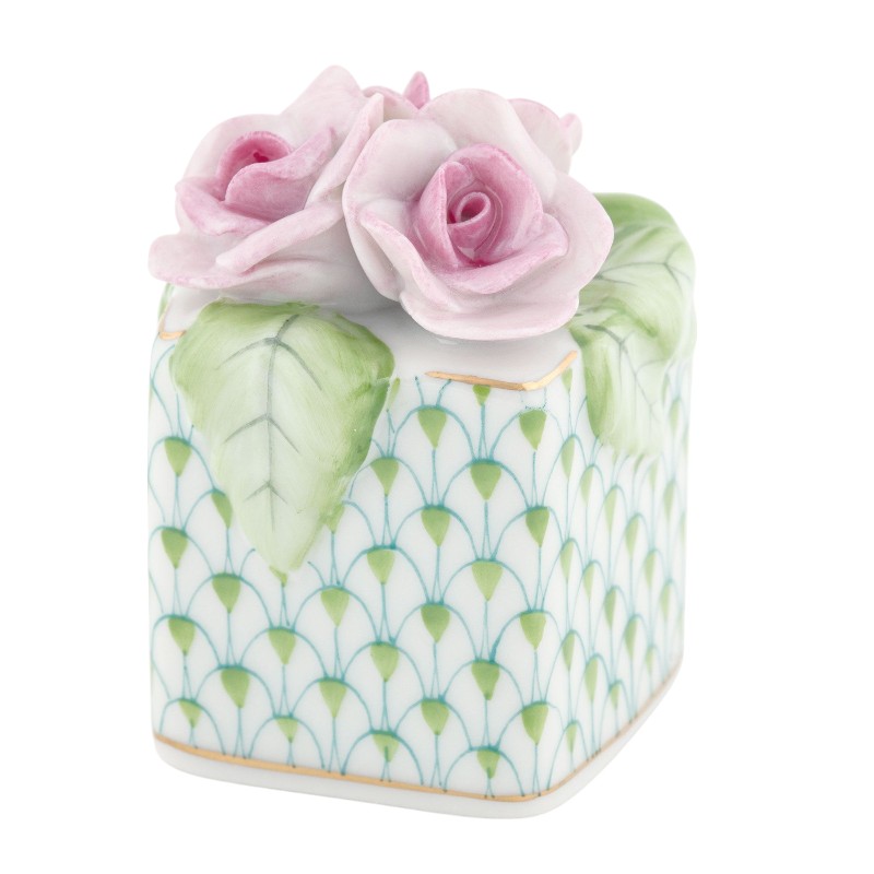 Herend Roses in Vase Figurine, Key Lime