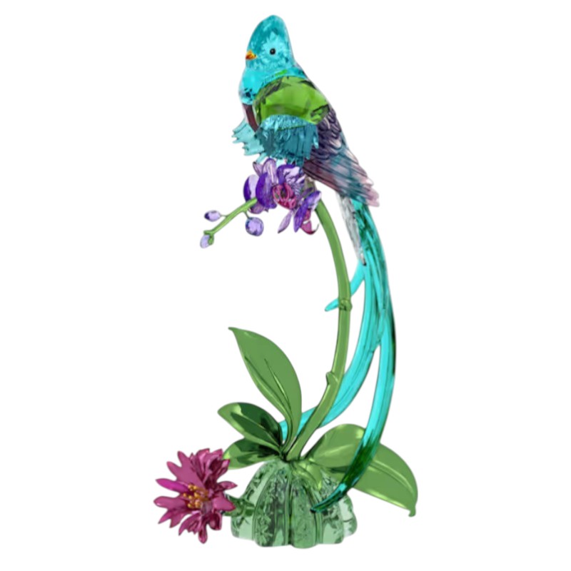 Swarovski Idyllia Quetzal and Orchid Figurine