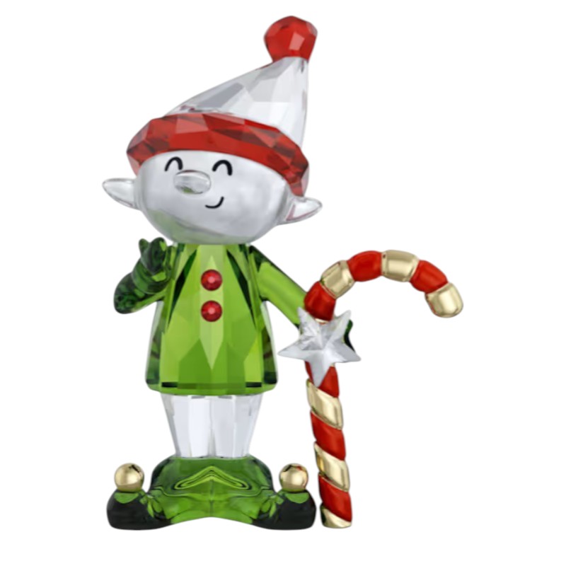 Swarovski Holiday Cheers Dulcis Elf and Candy Cane Figurine