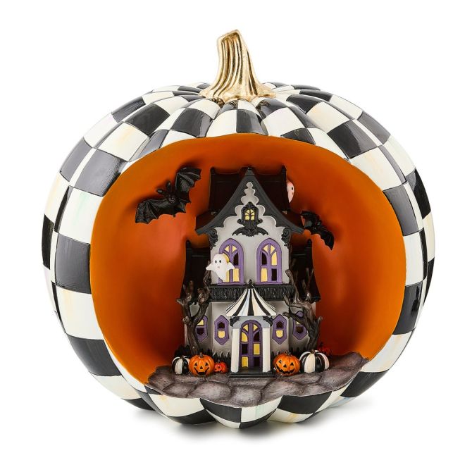 MacKenzie-Childs Halloween Illuminated Haunted House Pumpkin Scene