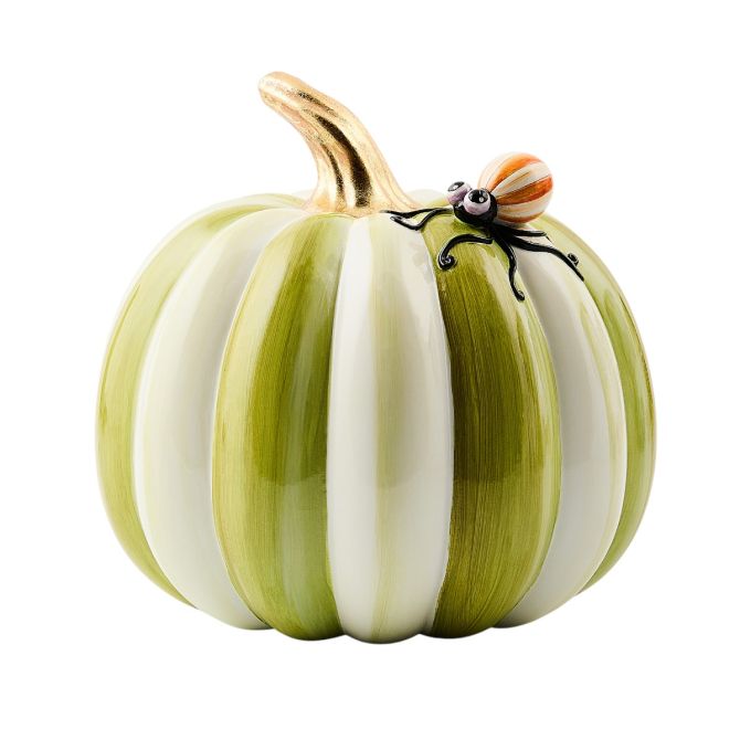 MacKenzie-Childs Fergal's Friend Spider on Moss Stripe Pumpkin, Small