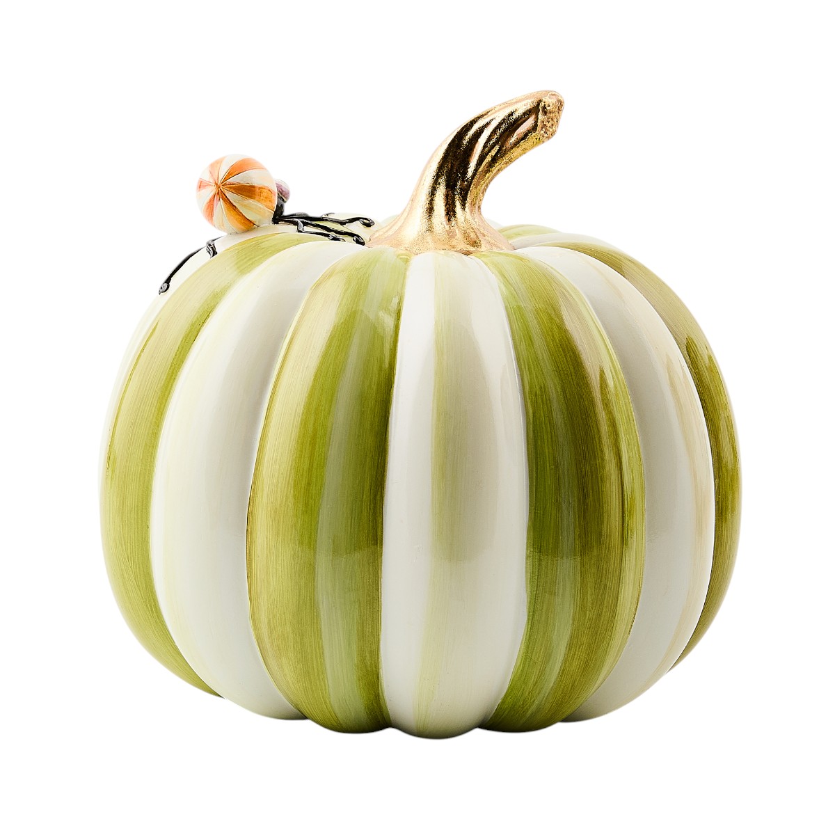 MacKenzie-Childs Fergal's Friend Spider on Moss Stripe Pumpkin, Small