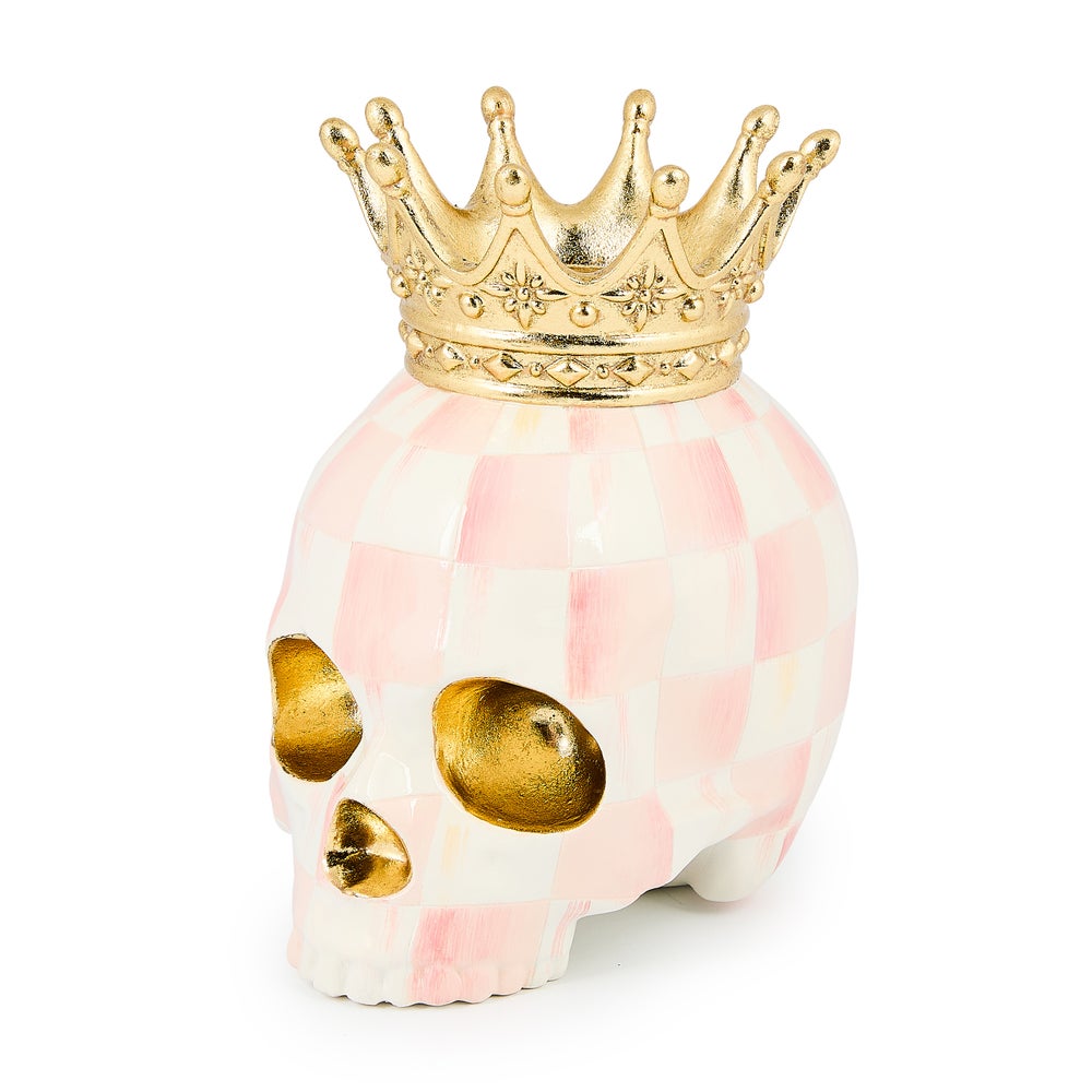 MacKenzie-Childs Rosy Check Crowned Skull Figure