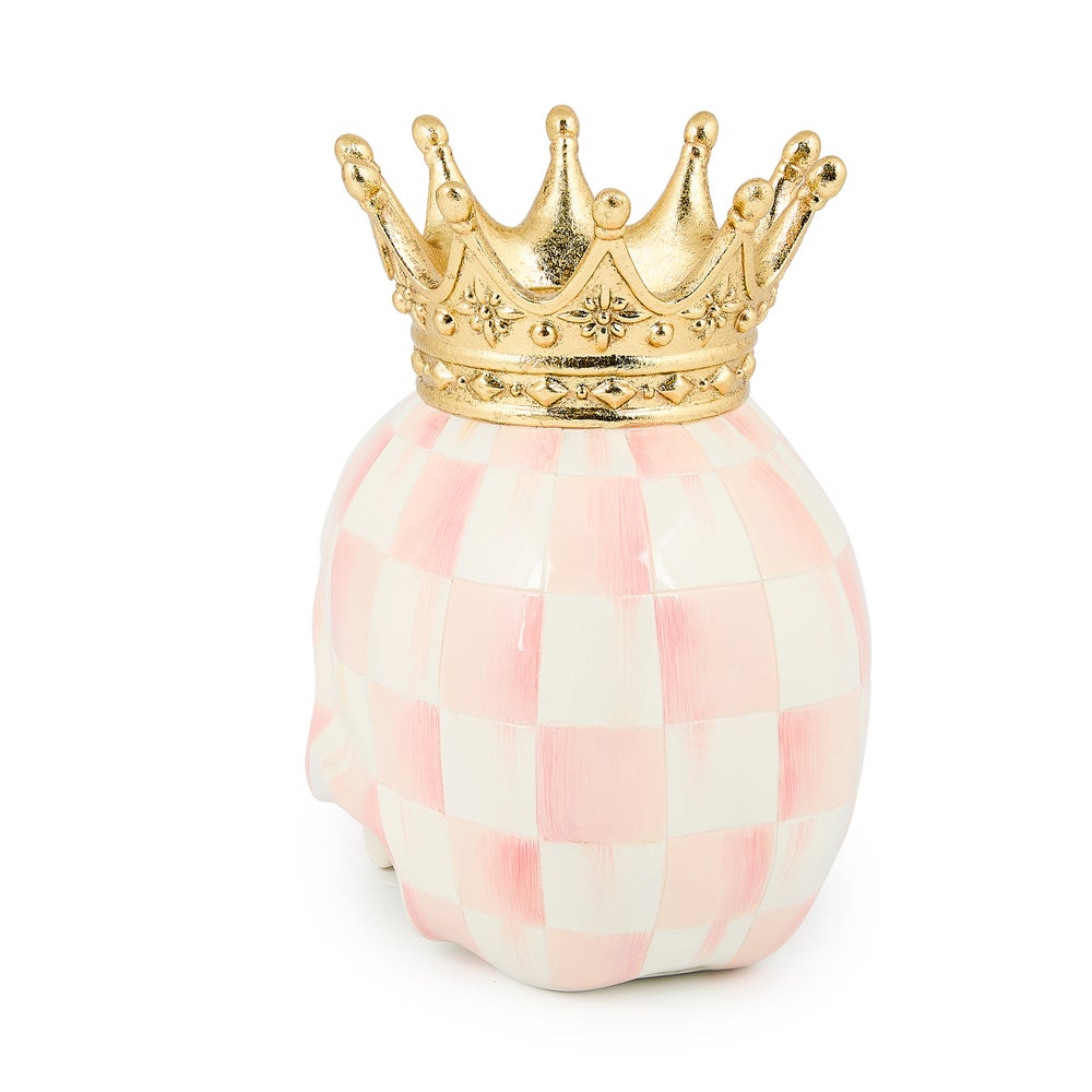 MacKenzie-Childs Rosy Check Crowned Skull Figure