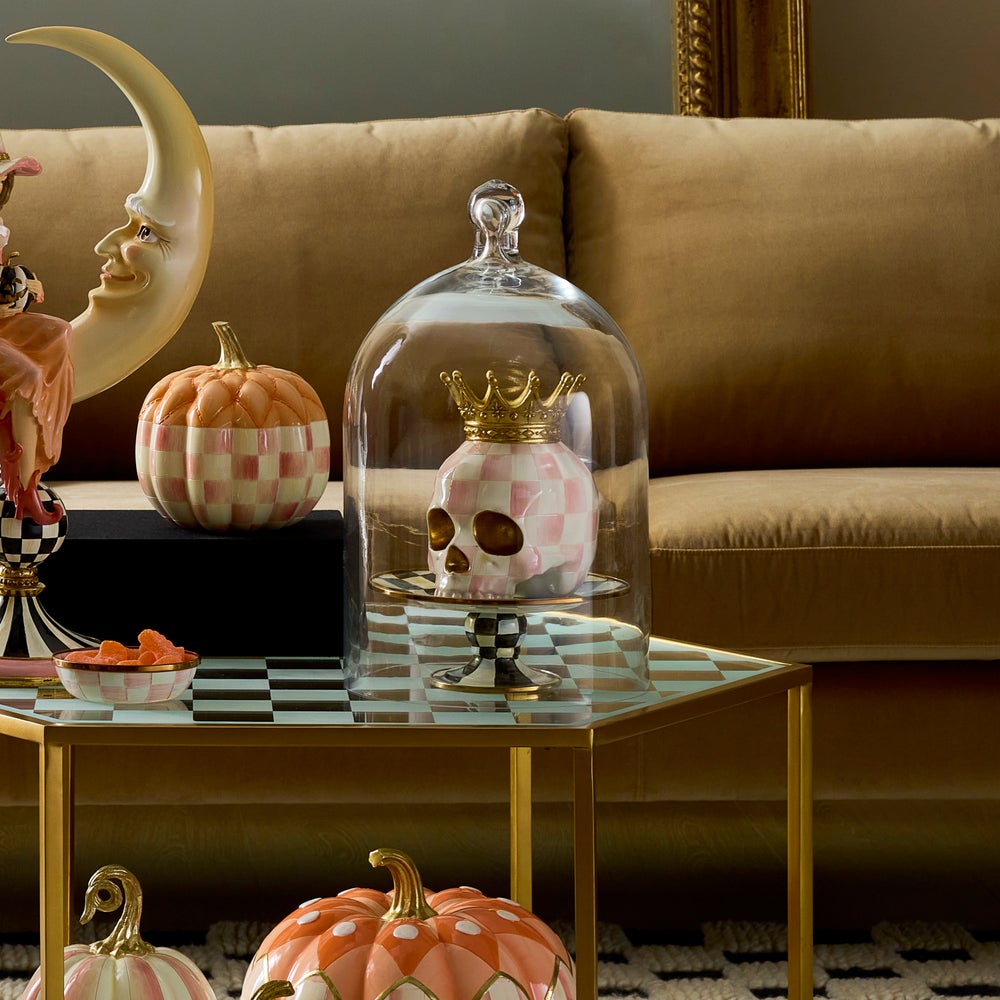 MacKenzie-Childs Rosy Check Crowned Skull Figure