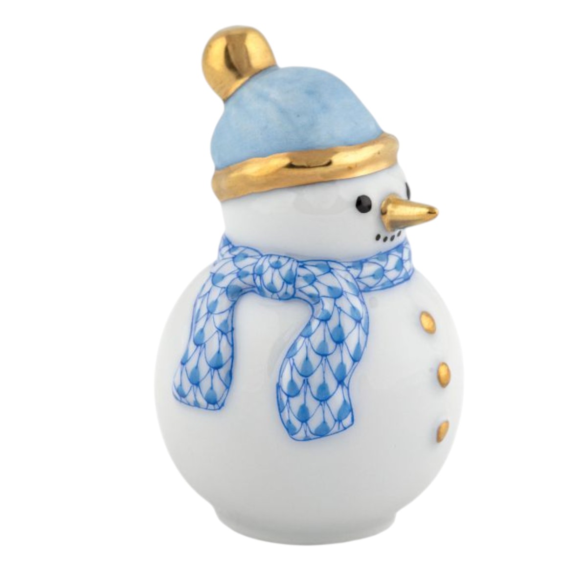 Herend Mini Snowman Figurine, Blue