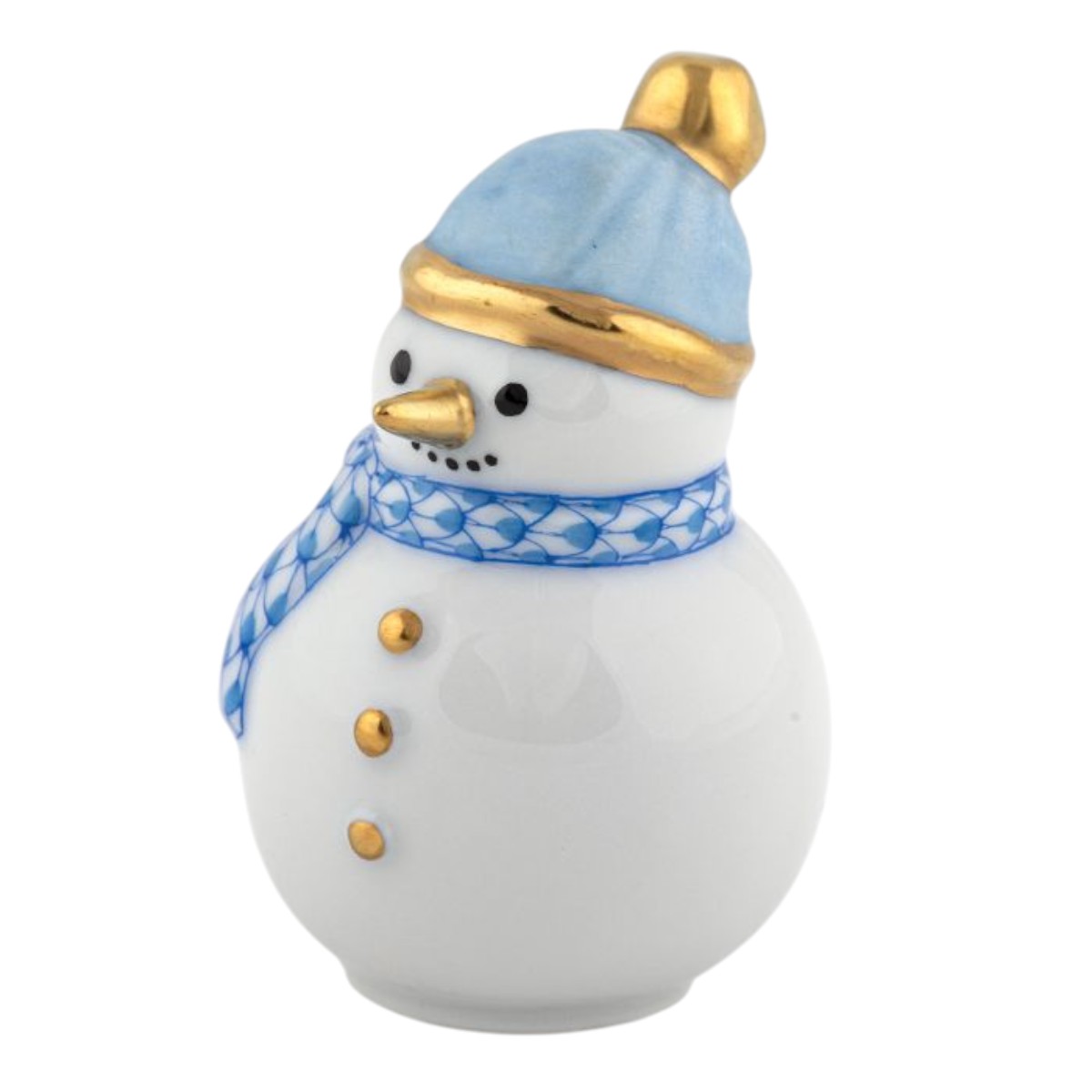 Herend Mini Snowman Figurine, Blue