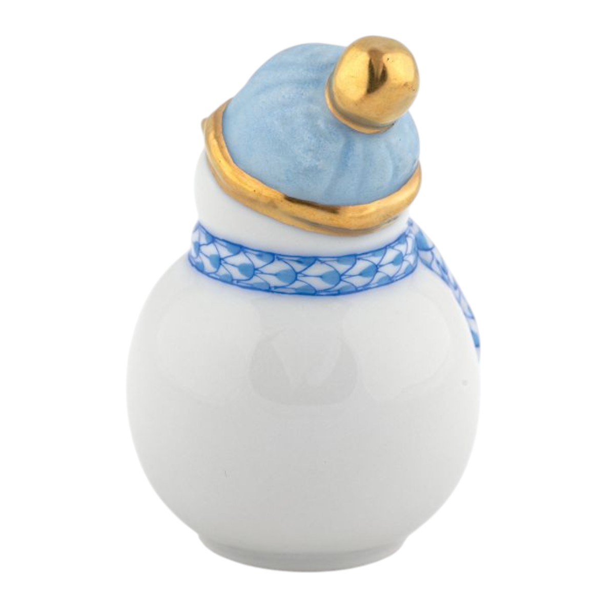 Herend Mini Snowman Figurine, Blue