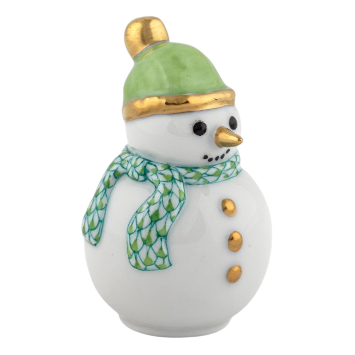 Herend Mini Snowman Figurine, Green
