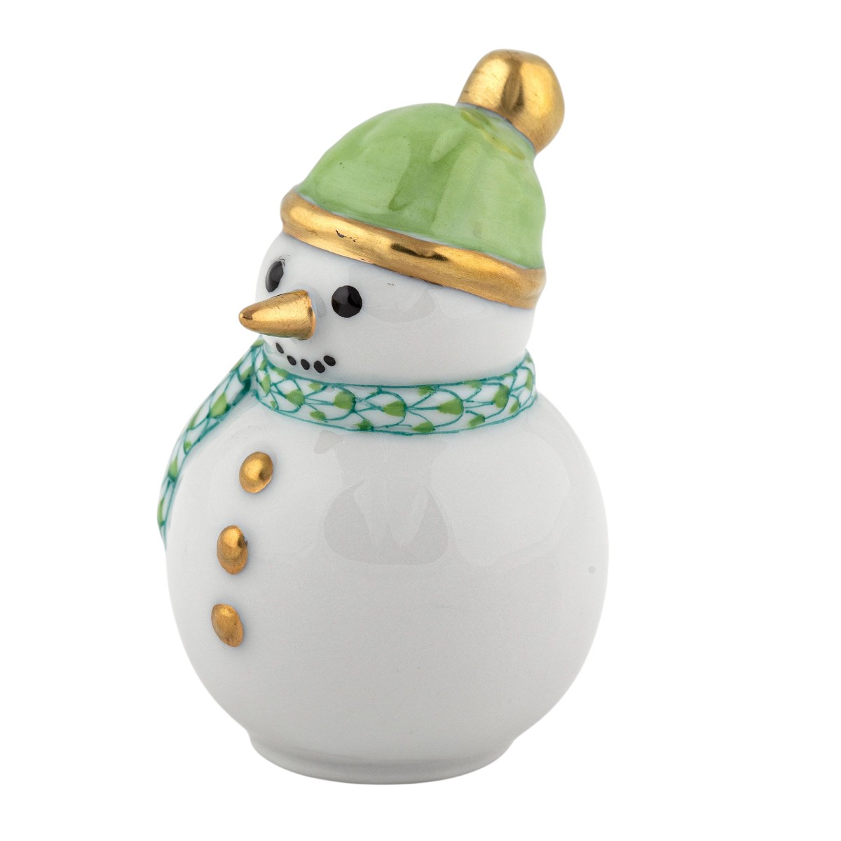 Herend Mini Snowman Figurine, Green