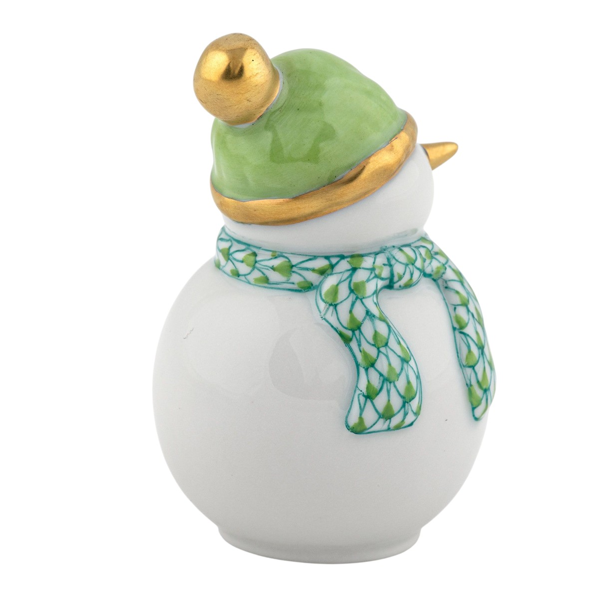 Herend Mini Snowman Figurine, Green