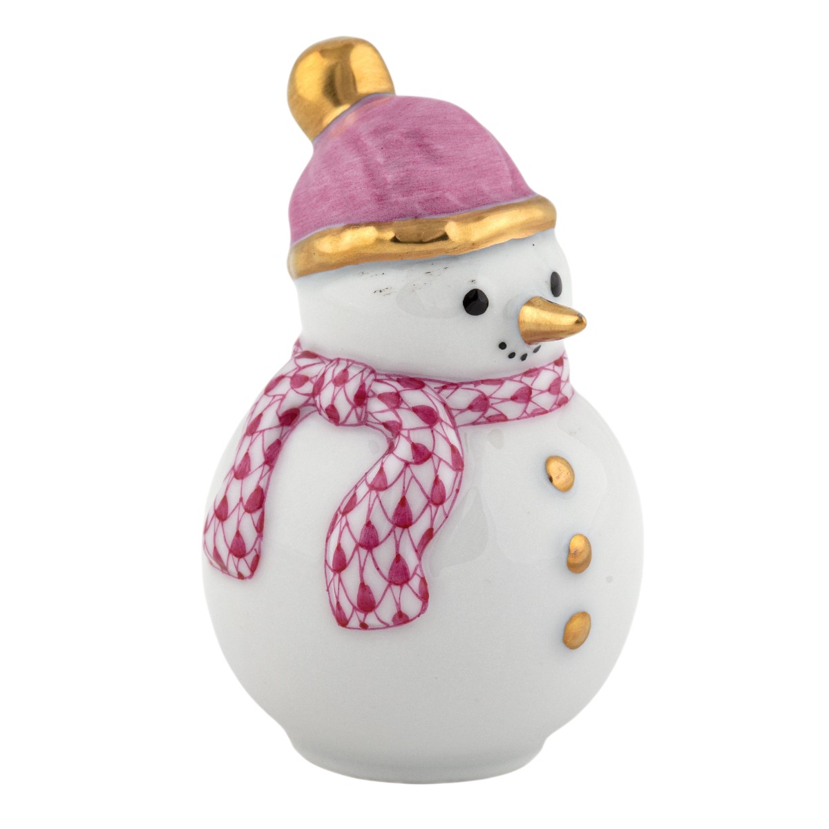Herend Mini Snowman Figurine, Raspberry