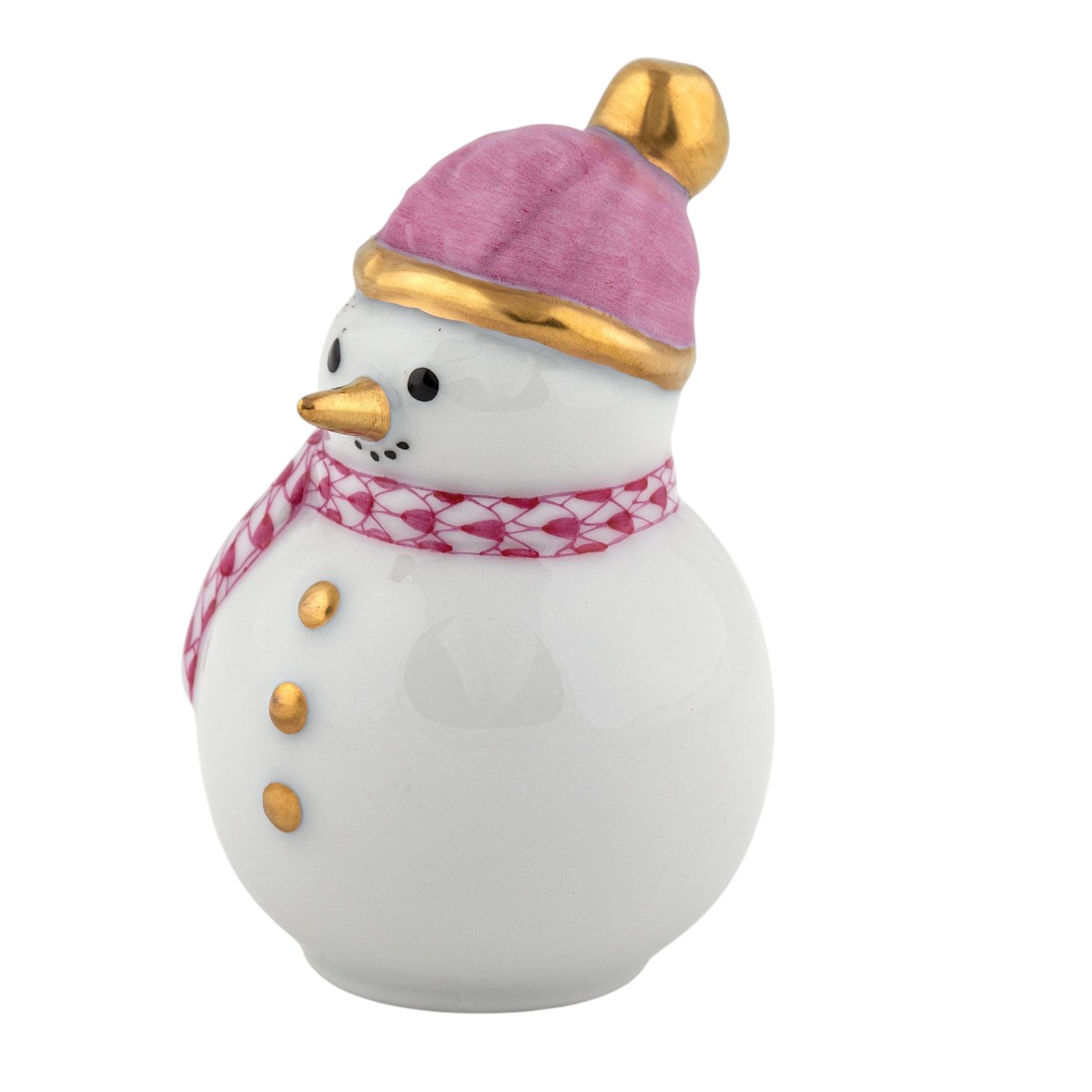 Herend Mini Snowman Figurine, Raspberry