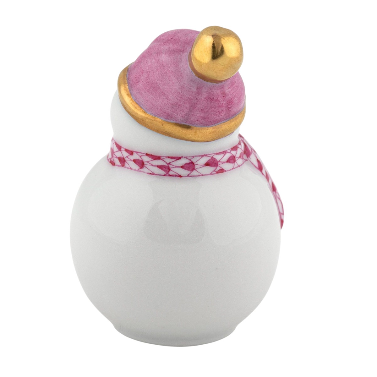 Herend Mini Snowman Figurine, Raspberry