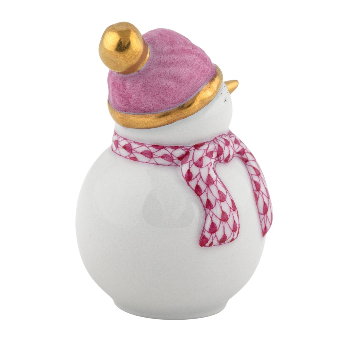 Herend Mini Snowman Figurine, Raspberry