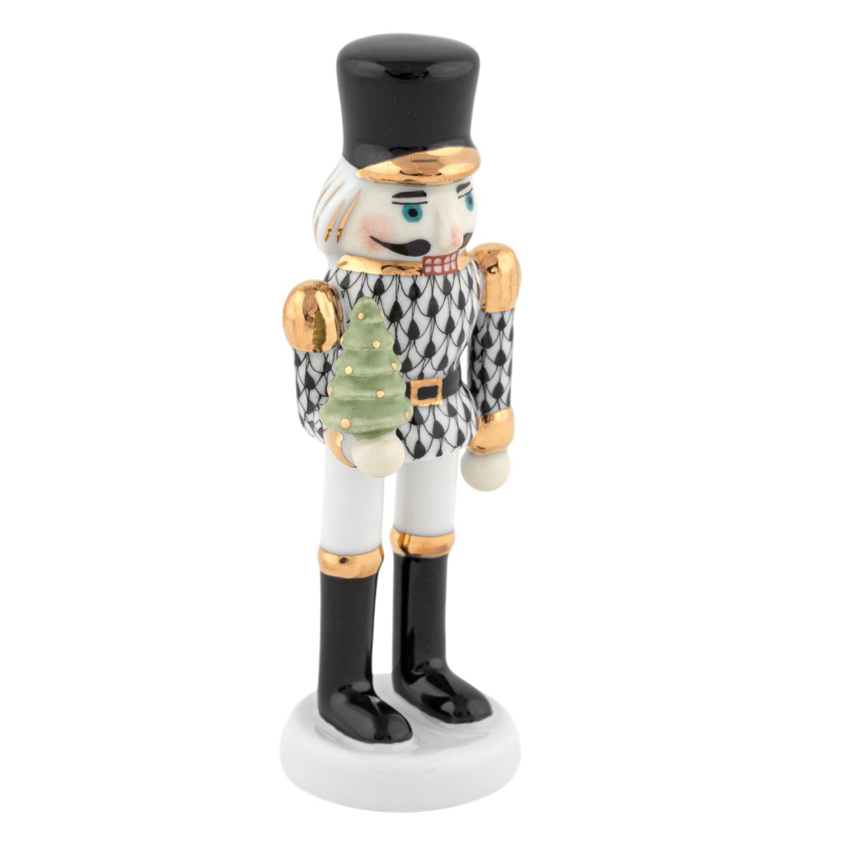 Herend Nutcracker with Christmas Tree Figurine, Black