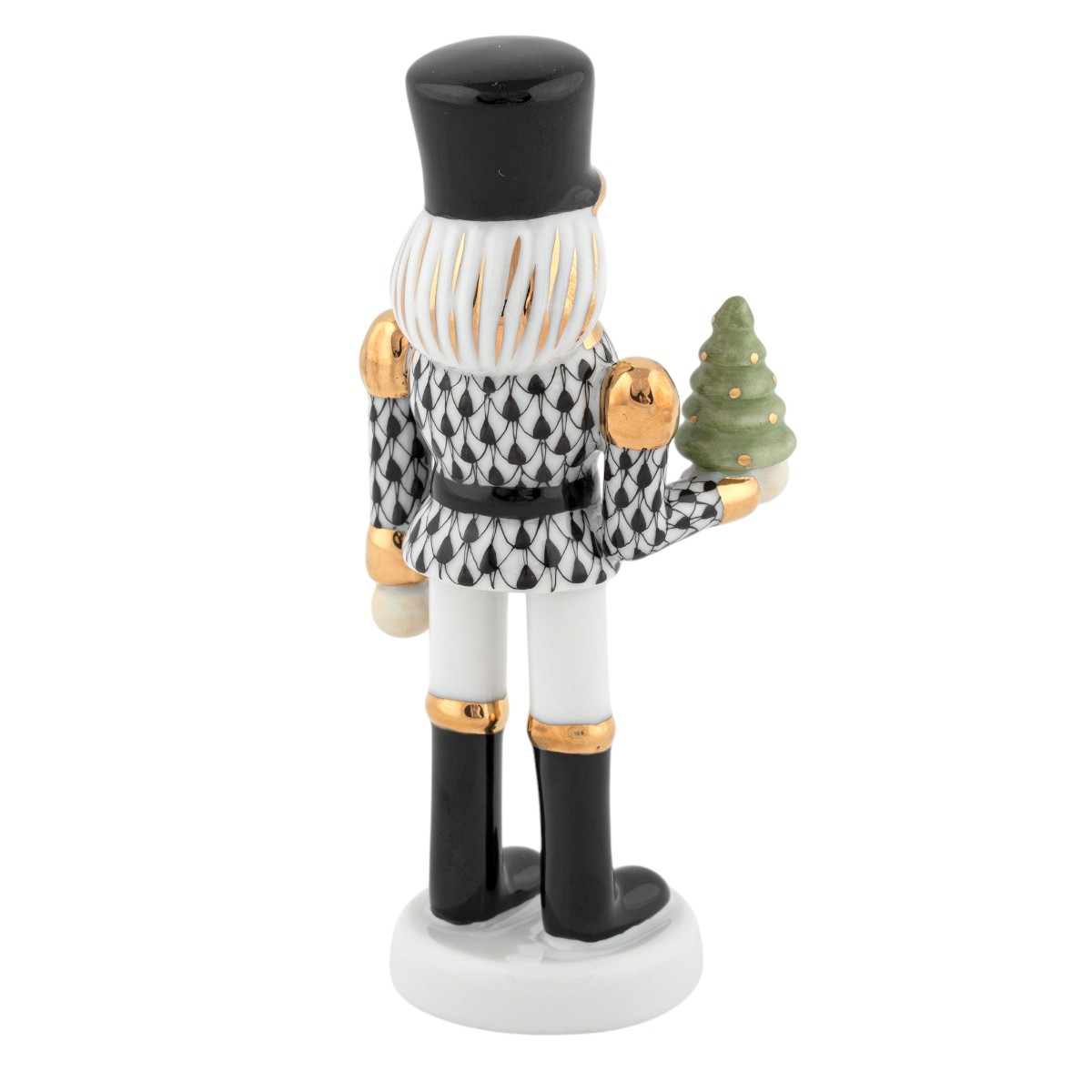 Herend Nutcracker with Christmas Tree Figurine, Black