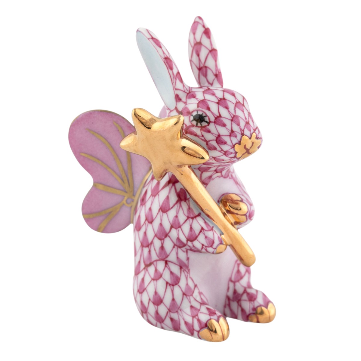 Herend Fairy Bunny Figurine, Raspberry