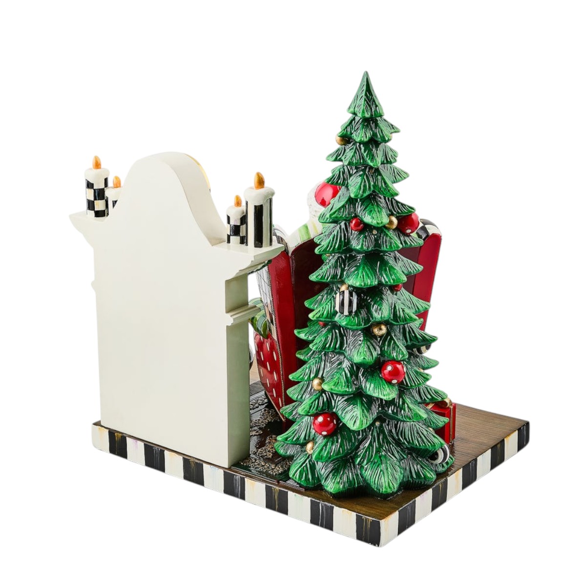 MacKenzie-Childs Check It Out Santa By Fireplace Illuminated Figurine